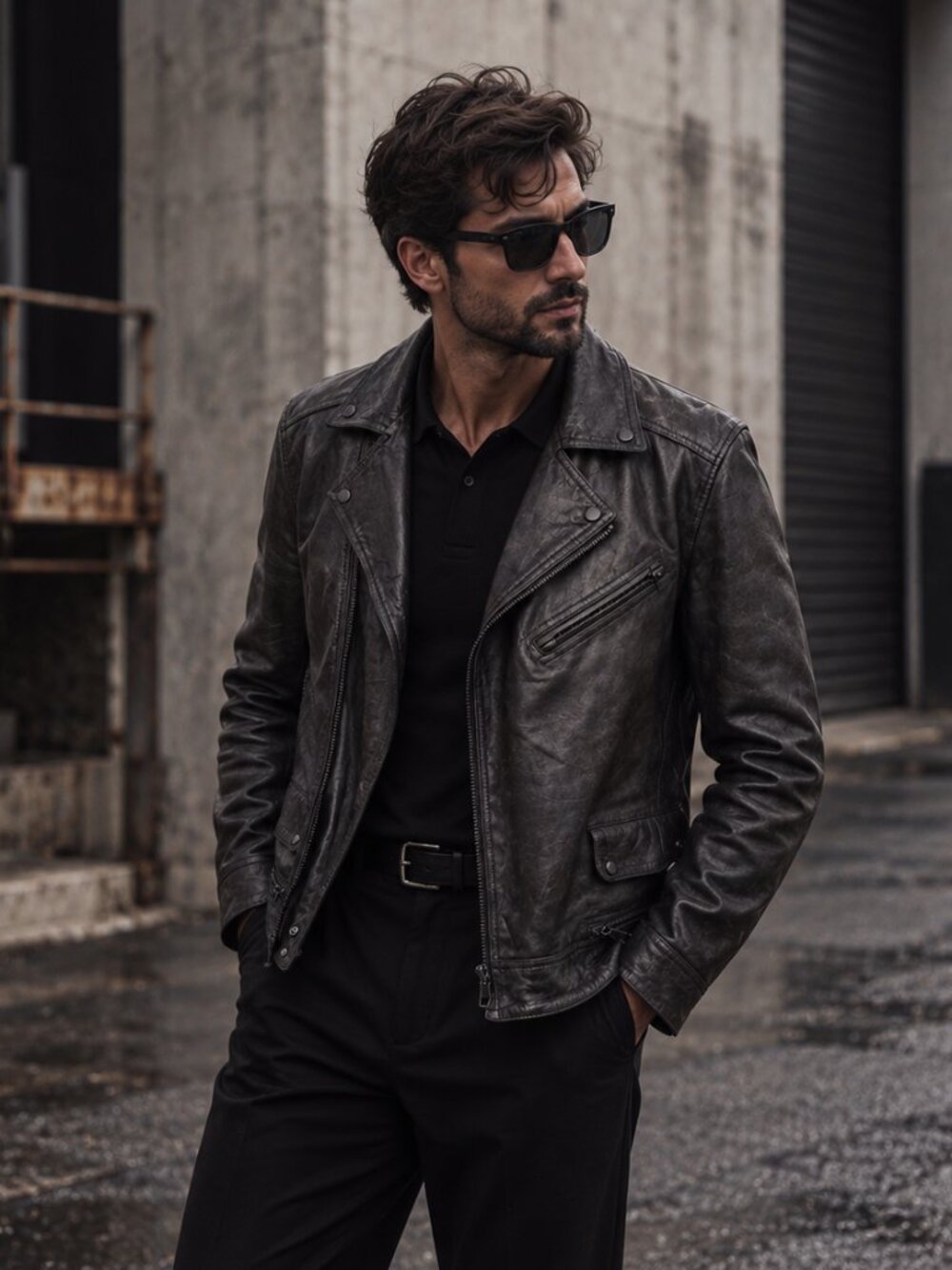 AllSaints Misaki Dark Brown Sheep Leather Biker Motorcycle Jacket Men's Medium